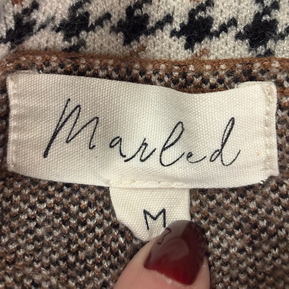 Marled Women's Houndstooth Sweater Blazer in Black and Tan - Picture 6 of 10